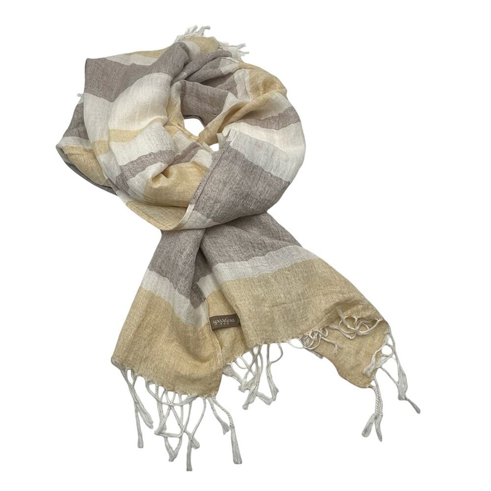 Spartina 449 Neutral Tones Striped Scarf 55% viscose 45% linen